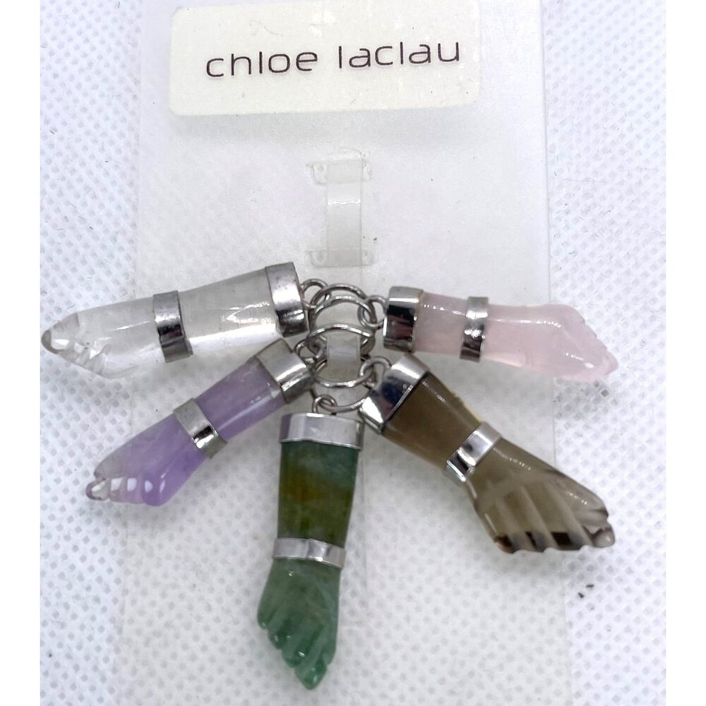 Retired Chloe Laclau Rio 5 Gemstone Figa Pendant Set 2008 Deadstock NWT Brazil